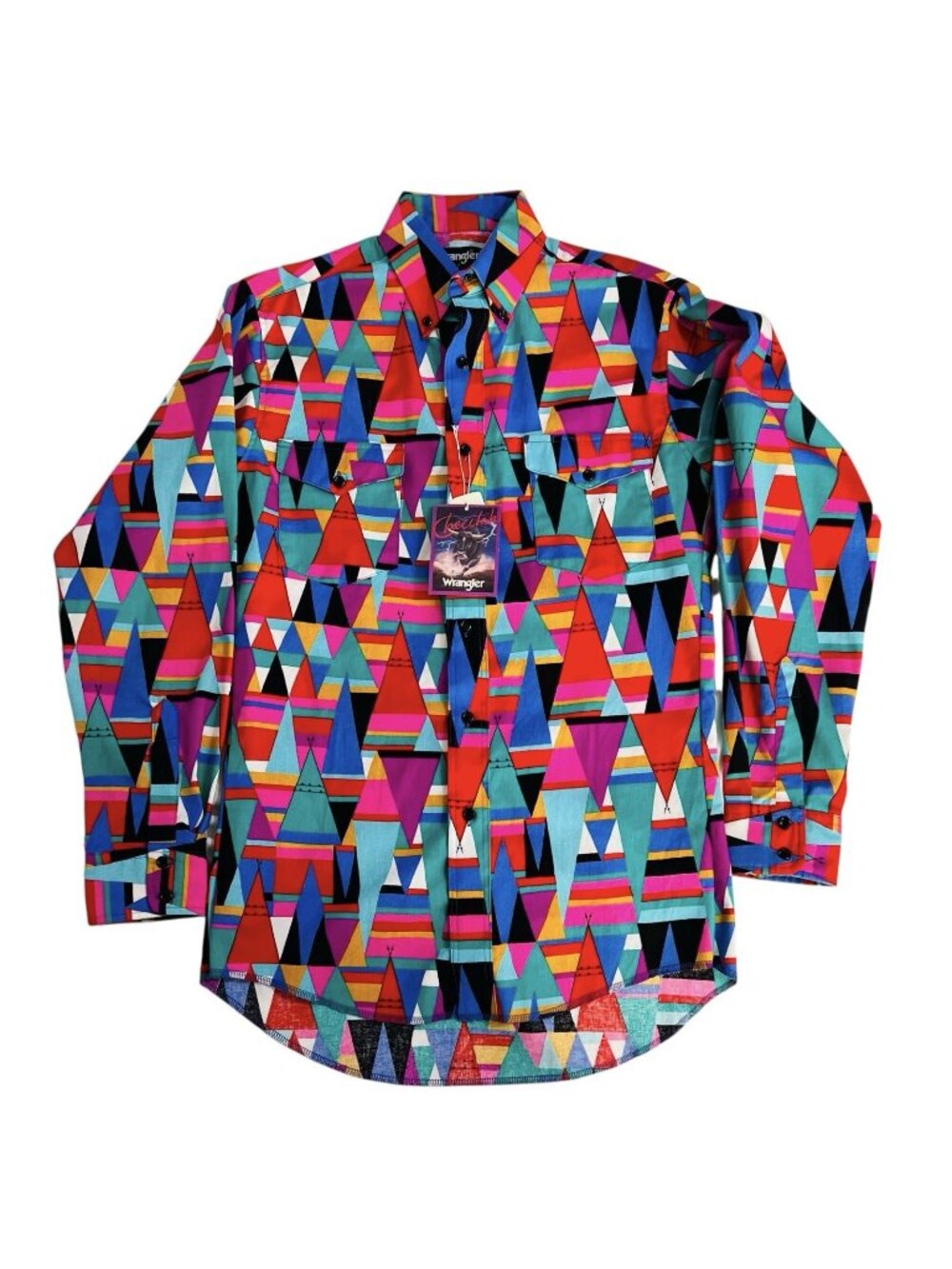 VTG Wrangler Checotah Western Shirt Teepee Southwestern Aztec USA Mens S NWT